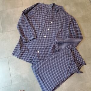 NWOT Daniel Cremieux 2 Piece Pajama Lounge Set Navy Blue Plaid Size L Large